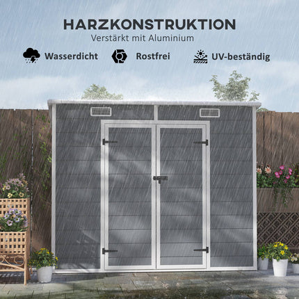 Wasserdichter Metallgeräteschuppen 2,4 x 1,3 m, Grau