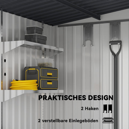 Metallgerätehaus 2.81m² 154x206.5x181 cm Geräteschuppen mit Pultdach Fundament