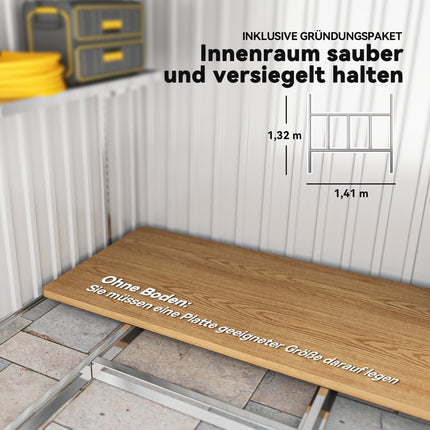 Metallgerätehaus 2.81m² 154x206.5x181 cm Geräteschuppen mit Pultdach Fundament