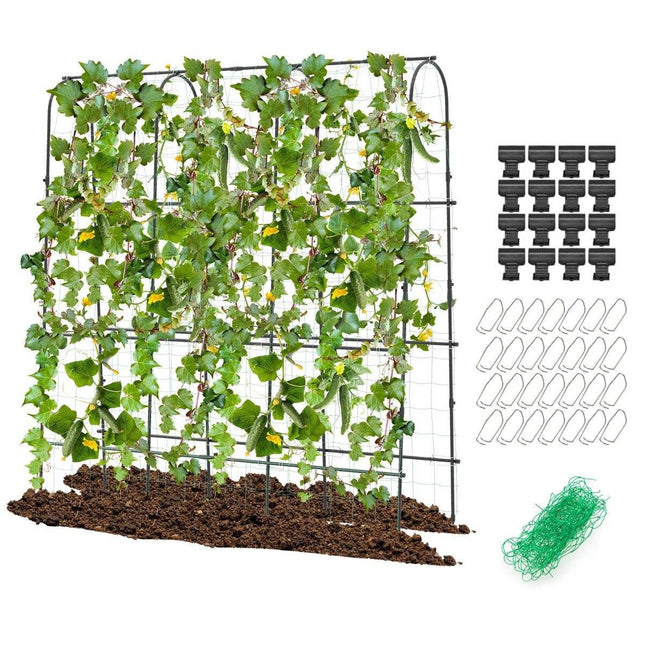 Treillis en métal avec filet pour plantes grimpantes, support en forme de U pour concombre de jardin haut