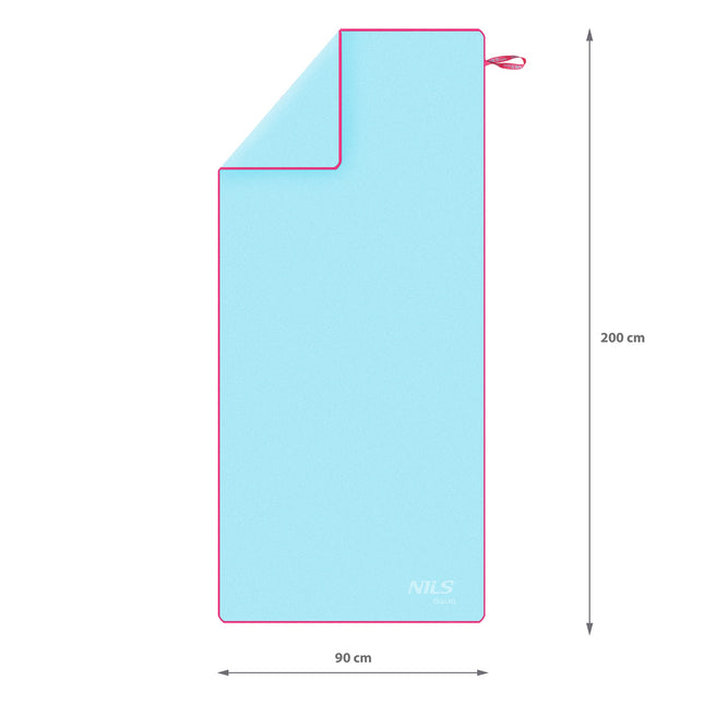Mikrofaserhandtuch 200x90 cm, Blau-Pink