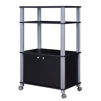 Mikrowellenwagen, 3-stöckiges Regal mit Schrank, Schwarz