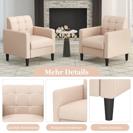 Mid-Century Samtsessel, gesteppte Rückenlehne, Beige