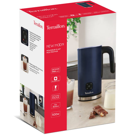 Mousseur à lait 4 en 1, capacité 300 ml, bleu nuit