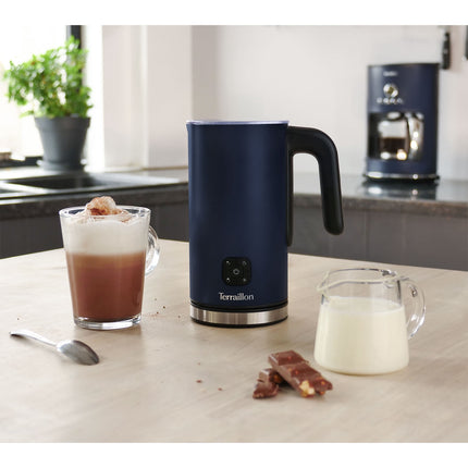 Mousseur à lait 4 en 1, capacité 300 ml, bleu nuit