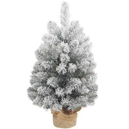 Mini sapin de Noël artificiel de 60 cm avec neige et pommes de pin