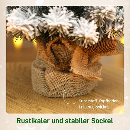 Mini sapin de Noël artificiel de 60 cm avec neige et pommes de pin