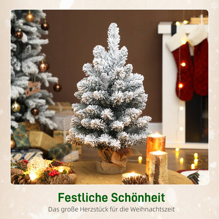 Mini sapin de Noël artificiel de 60 cm avec neige et pommes de pin