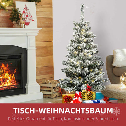Mini Christmas Tree 90 cm with 60 LEDs and Artificial Snow, Green, White