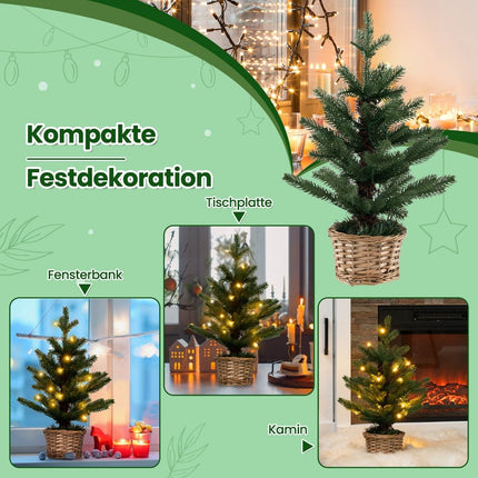Mini sapin de Noël avec lumières LED, 48 cm, en polyéthylène (PE).