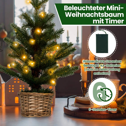 Mini sapin de Noël avec lumières LED, 48 cm, en polyéthylène (PE).