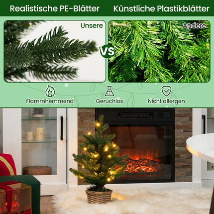 Mini sapin de Noël avec lumières LED, 48 cm, en polyéthylène (PE).