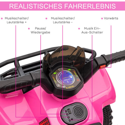 Elektro Mini Quad ATV für Kinder, LED-Lichter, Pink