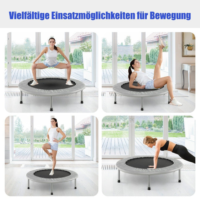 Mini trampoline de fitness pliable, 97 cm, capacité 150 kg, gris