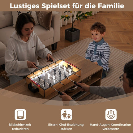 Mini baby-foot avec lumières LED et 2 balles