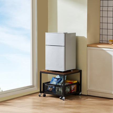 Mini Fridge Stand with Pull-Out Storage Cart, Wheels, 198 lb