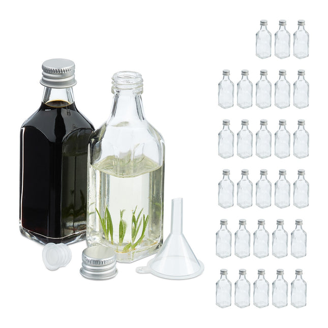 Mini bouteilles en verre avec bouchon à vis - Lot de 12