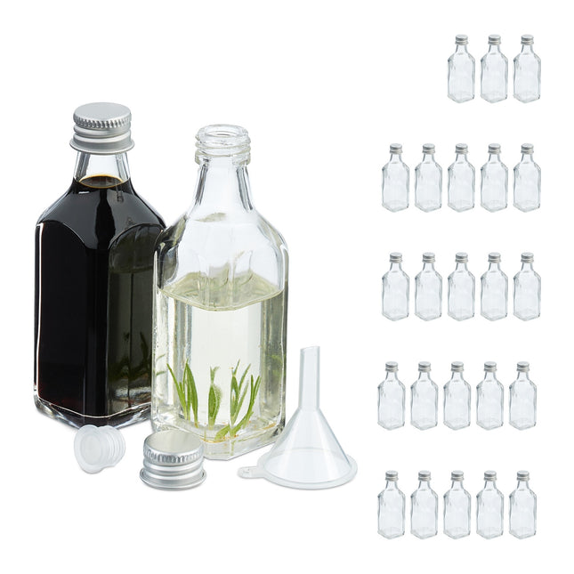 Mini bouteilles en verre avec bouchon à vis - Lot de 12