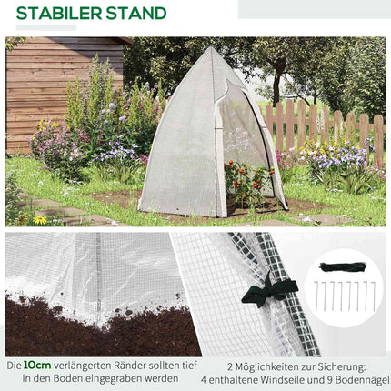 Mini greenhouse with roller door, 160x140x180 cm, White