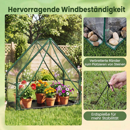 Mini serre avec structure métallique et tapis imperméable
