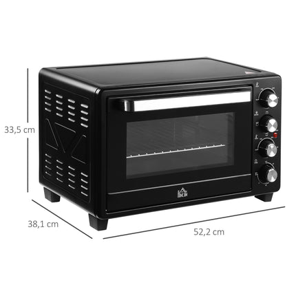 Mini-Backofen-Toaster, 32 l Fassungsvermögen, Timer, Schwarz