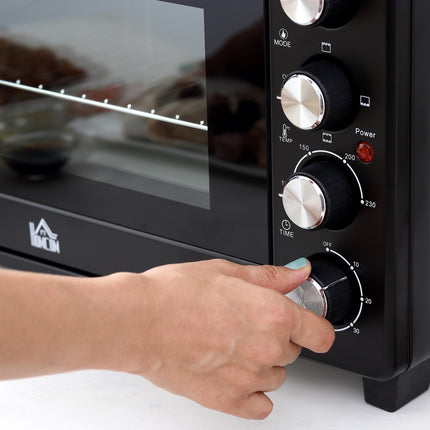 Mini-Backofen-Toaster, 32 l Fassungsvermögen, Timer, Schwarz