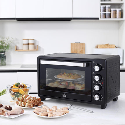 Mini-Backofen-Toaster, 32 l Fassungsvermögen, Timer, Schwarz