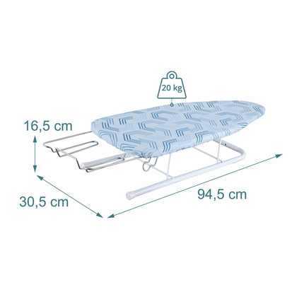 Mini-Tischbügelbrett mit Bügeleisenablage, Blau