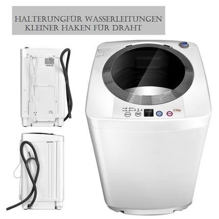 Mini-Toplader-Waschmaschine, 3,5 kg Fassungsvermögen, 6 Programme