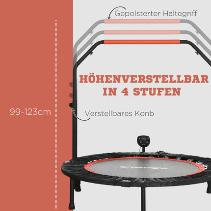 Fitness-Minitrampolin, 102 cm, verstellbarer Griff, 100 kg Tragkraft