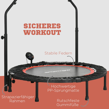 Fitness-Minitrampolin, 102 cm, verstellbarer Griff, 100 kg Tragkraft