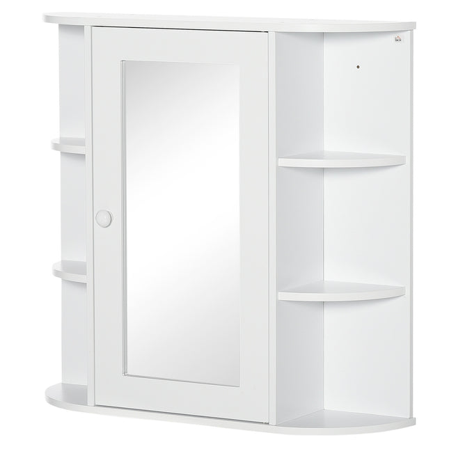 Wandmontierter Badezimmer-Spiegelschrank, 8 Fächer, weiß