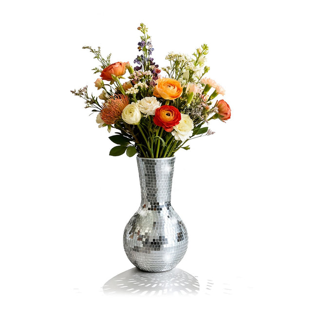 Vase mosaïque miroir, 28 cm - Décoration en verre réfléchissant