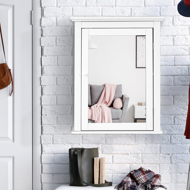 Armoire à miroir Armoire murale de salle de bain avec miroir Armoire à miroir de salle de bain Armoire murale blanche en bois 56 x 15 x 69,5 cm