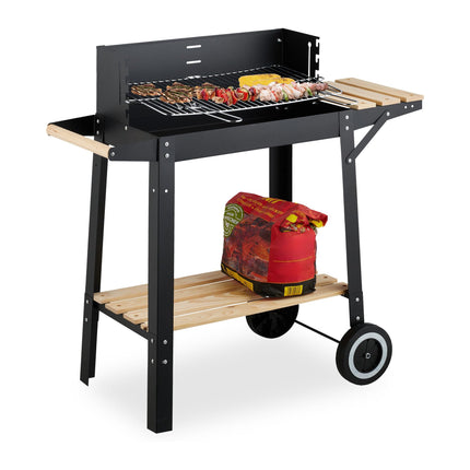 Chariot de barbecue mobile avec étagères et roues