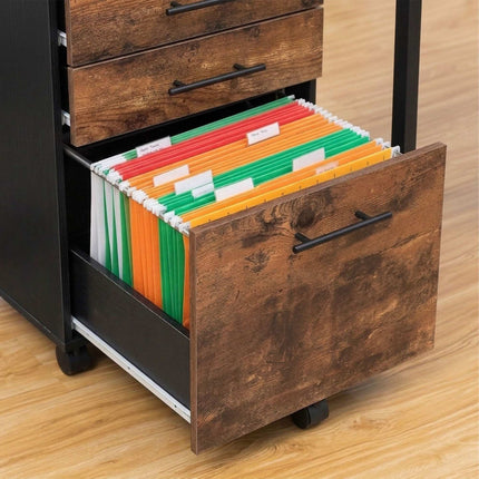 Meuble mobile à 3 tiroirs, marron – 57,5 ​​x 40 x 40 cm
