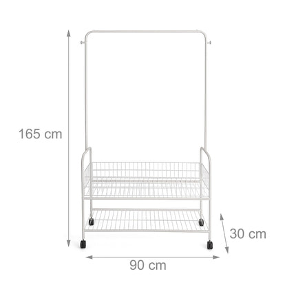 Portant à vêtements mobile à 2 étagères - Robuste et portable