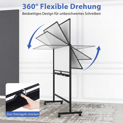 Tableau blanc magnétique double face mobile avec support