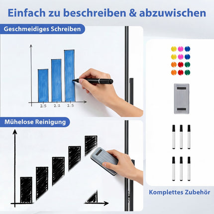 Tableau blanc magnétique double face mobile avec support