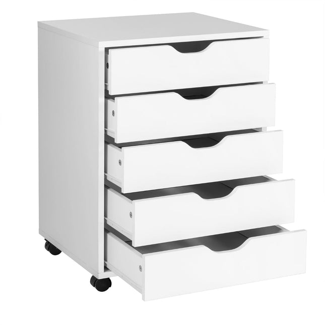 Classeur mobile à 5 tiroirs, blanc, 48 x 39,5 x 65,5 cm