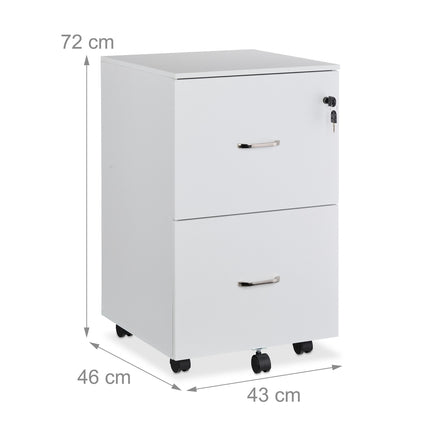 Mobiler Rollcontainer mit Schloss, 2 Schubladen, A4/Letter-Akten