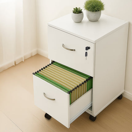 Mobiler Rollcontainer mit Schloss, 2 Schubladen, A4/Letter-Akten