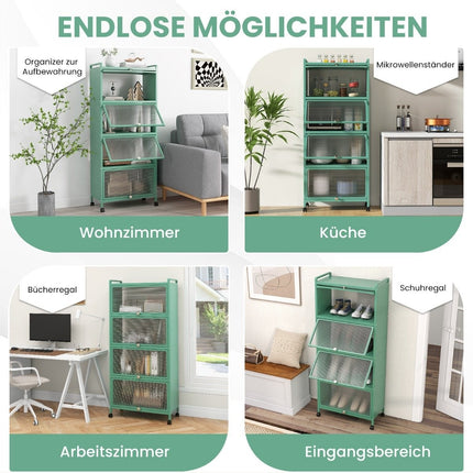 Mobile Küchenablage mit Rädern, Falttüren, 5 Etagen