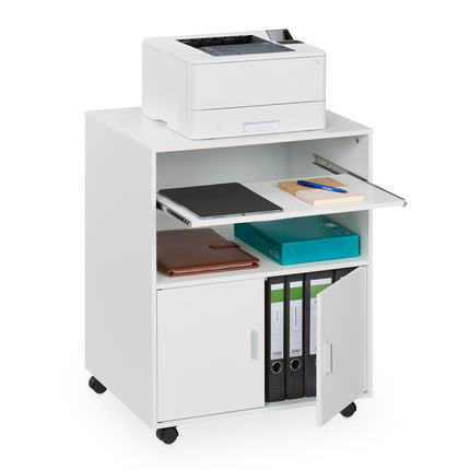 Support de bureau mobile avec tiroir pour clavier, blanc