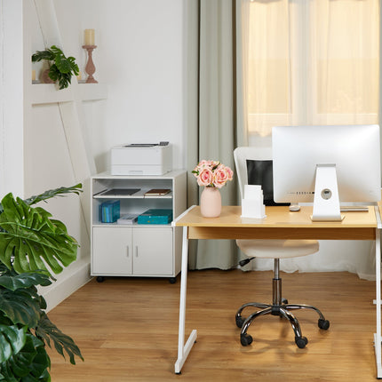 Support de bureau mobile avec tiroir pour clavier, blanc