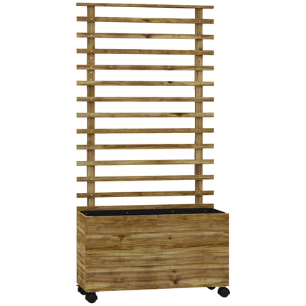 Jardinière mobile avec treillis, bois résistant aux intempéries, 76 x 30 x 155 cm