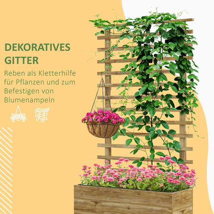 Jardinière mobile avec treillis, bois résistant aux intempéries, 76 x 30 x 155 cm
