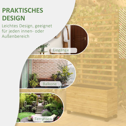 Jardinière mobile avec treillis, bois résistant aux intempéries, 76 x 30 x 155 cm
