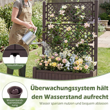Mobiler Pflanzkasten mit Spalier & Drainage, Braun, 80x40x140 cm