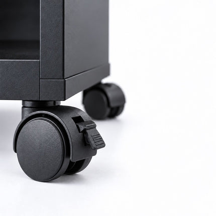 Mobile Printer Stand with Castors and 3 Compartments, Black